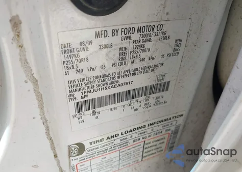 2010 Ford Expedition Eddie Bauer z USA, uszkodzony, nr VIN 1FMJU1H5XAEA07617